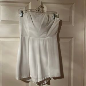 White mini strapless romper
